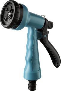 Atlas - Esguicho Pistola com 7 Funções, Possui Gatilho que Permite Abrir, Fechar e Regular o Fluxo D´água Além de 7 Tipos de Saída de Jatos D´água. Com Trava para Fácil Manuseio