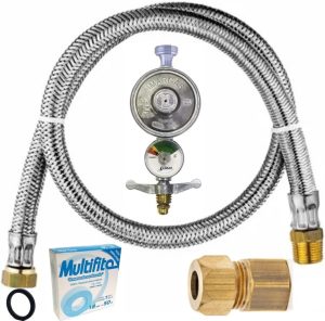 Kit Instalação Gás Botijão Glp Mangueira+Regulador+Adaptador Tamanho: 1,50 Metro