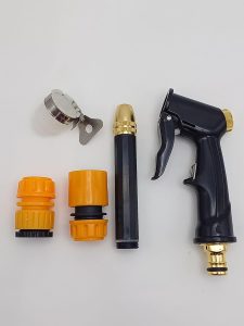 Kit Esguicho de Alta Pressão Com Engate para Jardim, Pistola 17cm com 2 Conectores e Adaptador
