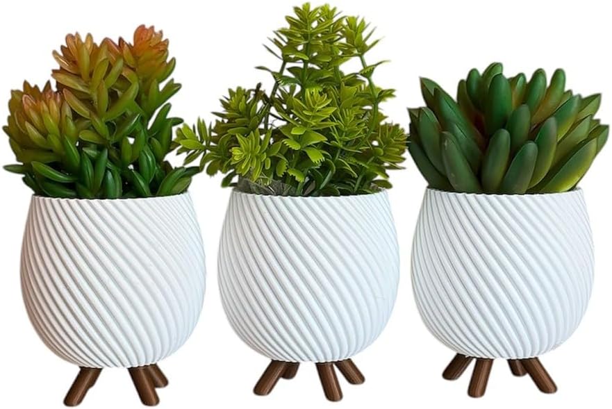 Trio de floreiras Vasos de pé pequeno para sala de estar com plantas de cactos para decoração delicada (Branco) 1 1747713231 425 Trio de floreiras Vasos de pe pequeno para sala de