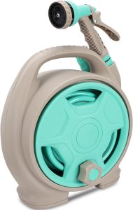 Netpeato Mangueira Automática 15M, Com Enrolador e Esguicho, Mangueira de Jardim Azul