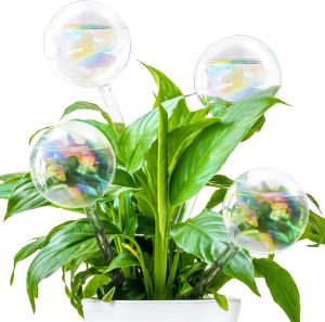 Pynqdfu 4 Peças de Globos de Rega de Plantas, Dispositivos de Rega de Vidro Gradiente de Arco-Íris, Acessórios de Inserção de Planta de Rega Automática para Interior, Exterior, Vaso de Flores, Plantas