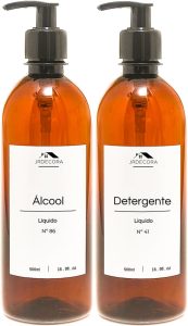 Kit 2 Frascos Âmbar Minimalista Decorativo Luxo Recipiente Dispenser Frasco Premium Jrdecora