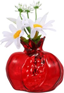 Vaso de romã, vaso de vidro em forma de romã, decoração de romã, vaso floral pequeno, vaso hidropônico, arranjo de flores, centro de mesa para festa de casamento, decoração de casa, vermelho