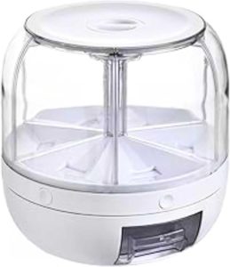 Dispenser De Alimentos Giratório Com 6 Divisões Rotativo De 360 Graus Recipiente de Armazenamento Armazenamento de Grãos