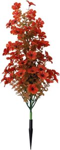 Qianly Estaca de jardim de plantas artificiais, planta realista, topiaria, presente, decoração elegante, ornamento para externa, fazenda, casamento, Vermelho