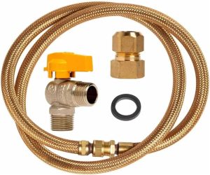 Mangueira de Gás Encanado 1,2m, Flexível, Adaptador para Fogão ou Forno, Registro Esfera 1/2