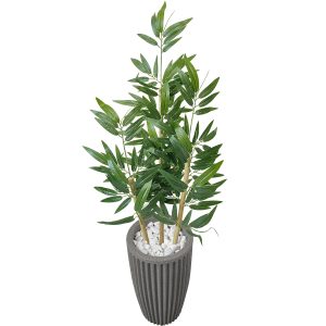 Bambu Artificial Folha Grande Vaso Polietileno Decoração (Coluna Cinza)