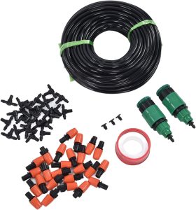 de Irrigação de Jardim de 82 Pés de Micro Irrigação Kit de Irrigação por Gotejamento Automático Equipamento de Irrigação por Gotejamento para Jardim, Estufa, Canteiros de
