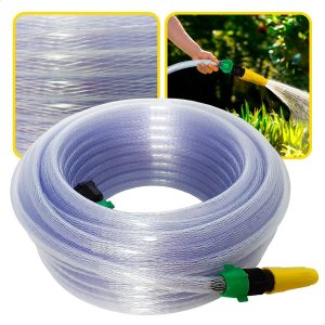 Mangueira de Jardim Trançada Cristal com Esguicho e União/Adaptador de Torneiras (50 metros)