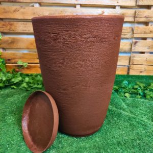 Vaso Grande Para Plantas Cone Grafiato Texturizado Luxo Escovado Jardim (marrom)