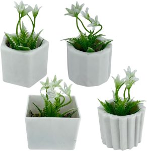 Kit 4 Vasinhos com Plantas Artificiais Realistas