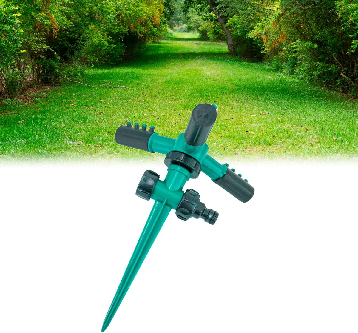 Aspersor Irrigador De Grama 360 Graus Regador De Mangueira Rotativo Sistema Automático Para Jardim Quintal (Verde) 1 Aspersor Irrigador De Grama 360 Graus Regador De Mangueira Rotativo