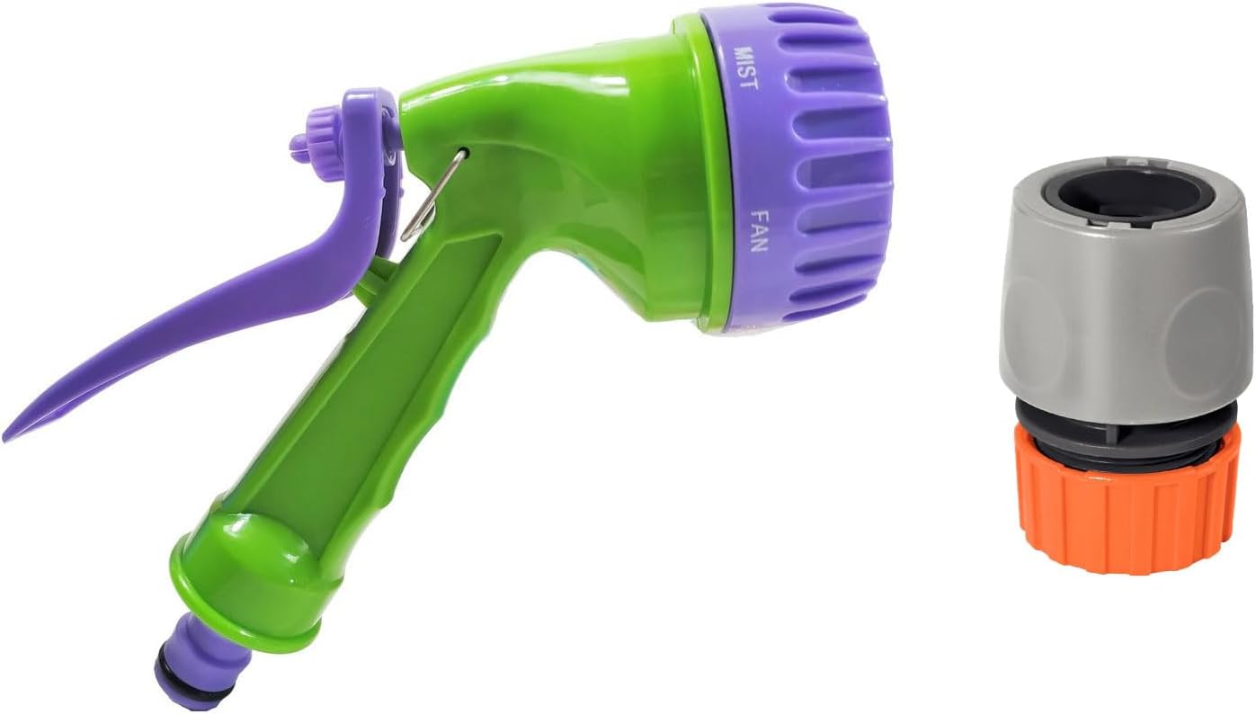 Genérico Esguicho Pistola Para Mangueira de Jardim - 7 Modos de Irrigação + Adaptador AquaStop Engate Rápido 1 Generico Esguicho Pistola Para Mangueira de Jardim 7 Modos