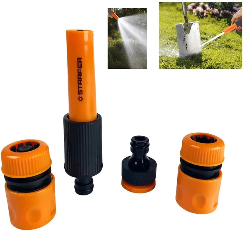 Jogo de Conectores Engate Rápido com Esguicho Regulável Starfer para Mangueira 1/2 Acessórios para Jardim Jardinagem com 4 Peças 1 Jogo de Conectores Engate Rapido com Esguicho Regulavel Starfer para
