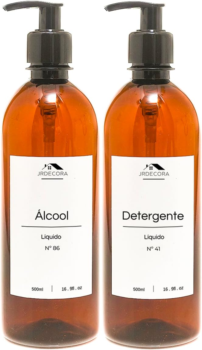 Kit 2 Frascos Ambar Minimalista Decorativo Luxo Recipiente Dispenser Frasco
