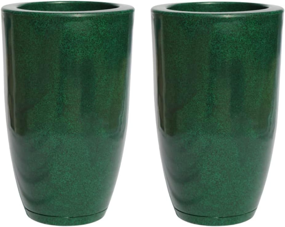 Kit 2 Vasos Coluna Luxo Polietileno Jardim Planta Sala 50cm Estilo Vietnamita (Verde Premium) 1 Kit 2 Vasos Coluna Luxo Polietileno Jardim Planta Sala 50cm