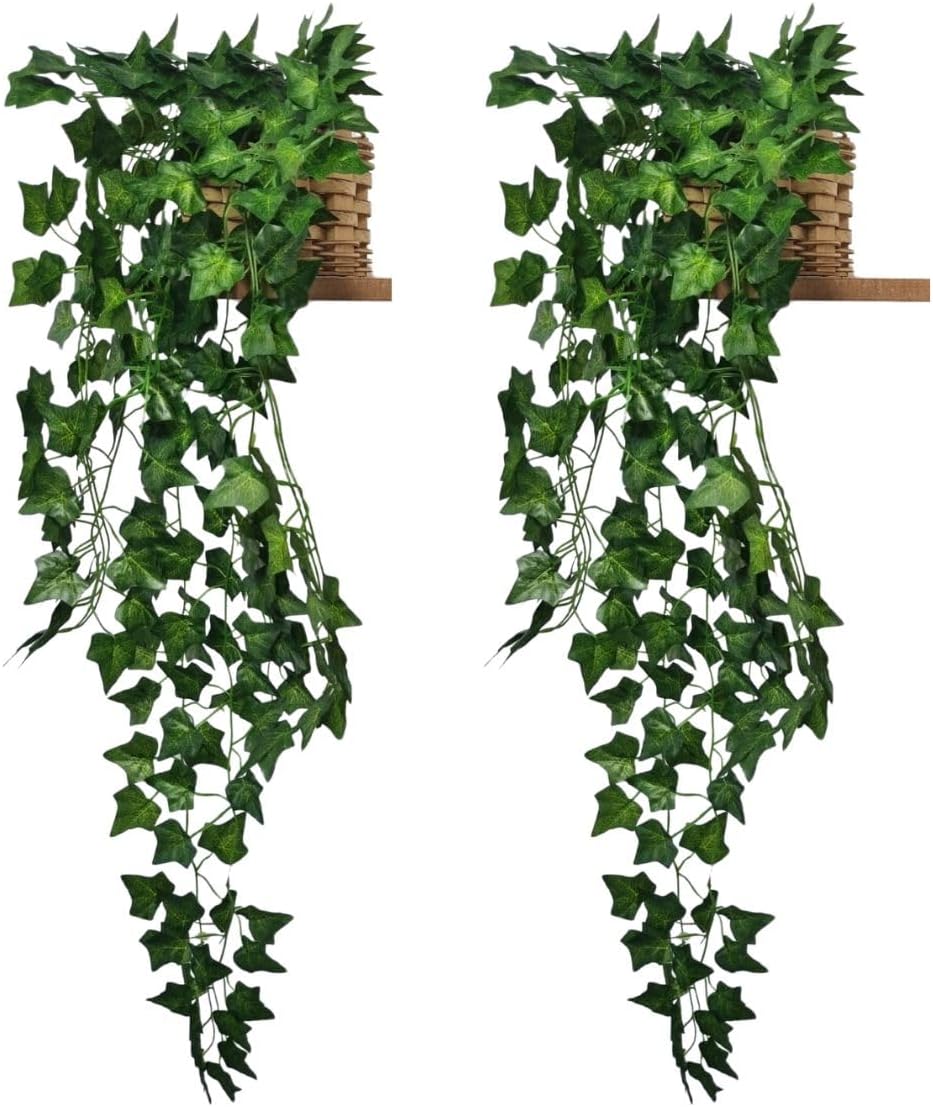Kit 2 Vasos com Planta Artificial Hera Pendente, Folhagem Decorativa, 80cm, com Vaso Decorativo para Interiores 1 Kit 2 Vasos com Planta Artificial Hera Pendente Folhagem Decorativa