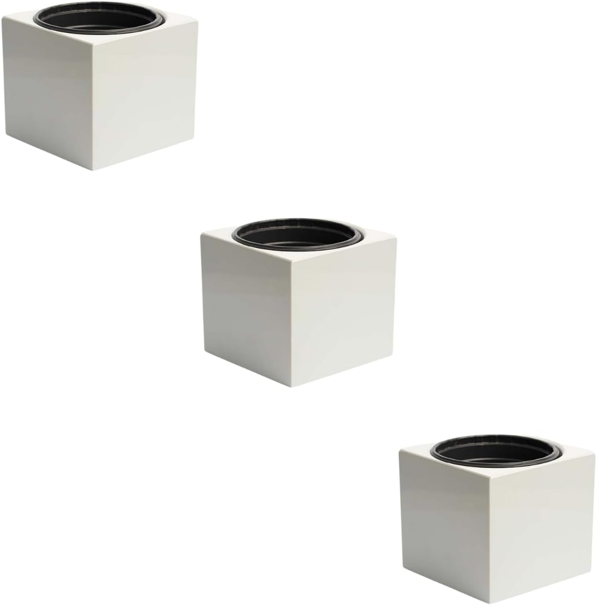 Kit 3 Vasos Autoirrigáveis Liso Cor Preto Cinza Rosa Creme (Cinza) 1 Kit 3 Vasos Autoirrigaveis Liso Cor Preto Cinza Rosa Creme