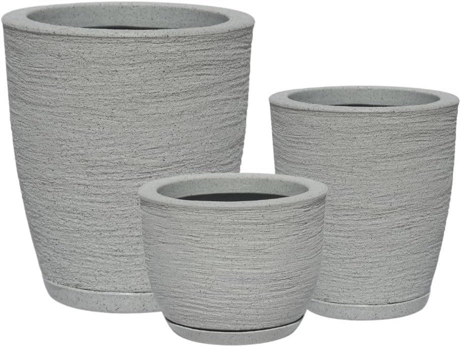 Kit 3 Vasos Decorativos Para Plantas em Polietileno Cone e Bojo n1, n2 e n3 (Cinza) 1 Kit 3 Vasos Decorativos Para Plantas em Polietileno Cone e