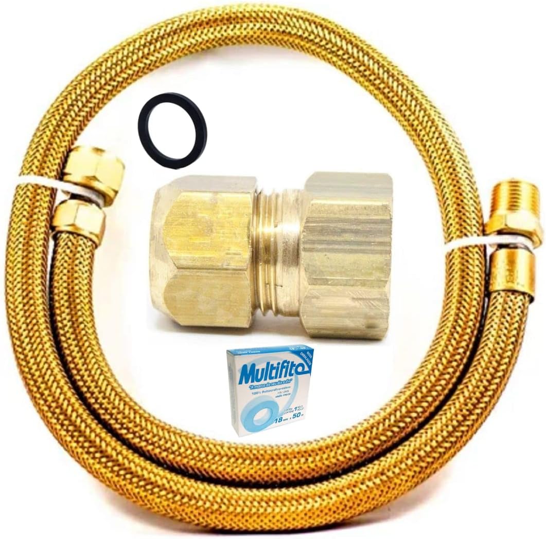 Mangueira Flexivel Cobre Adaptador Instalacao Gas Glp e Gn