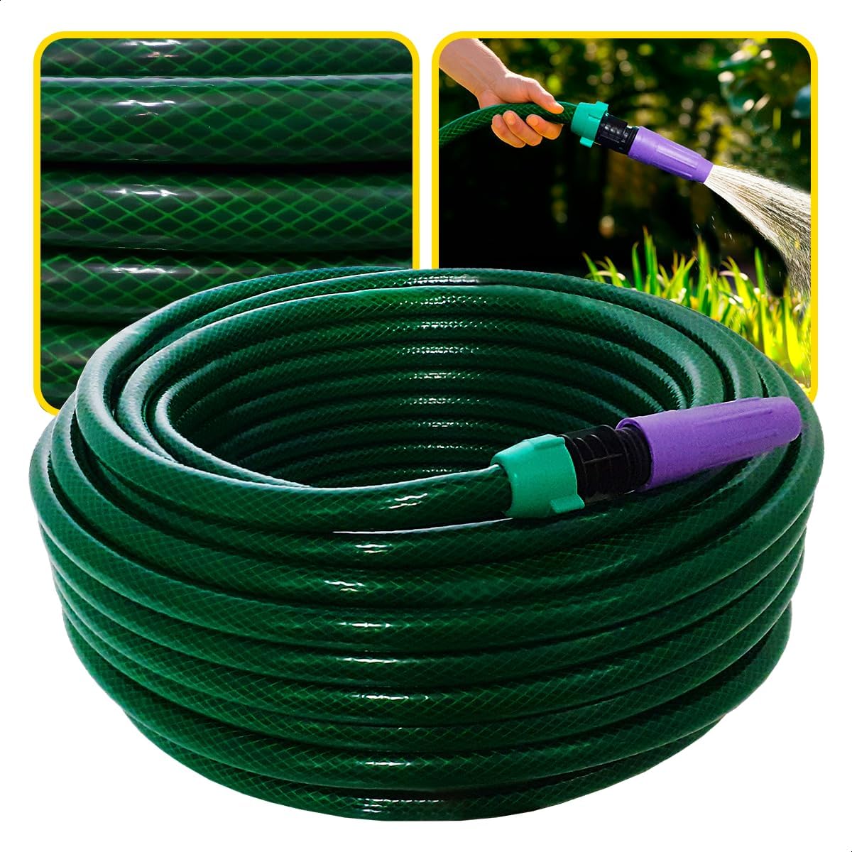 Mangueira de Jardim Verde Trançada com Esguicho e União Resistente (30 metros) 1 Mangueira de Jardim Verde Trancada com Esguicho e Uniao Resistente