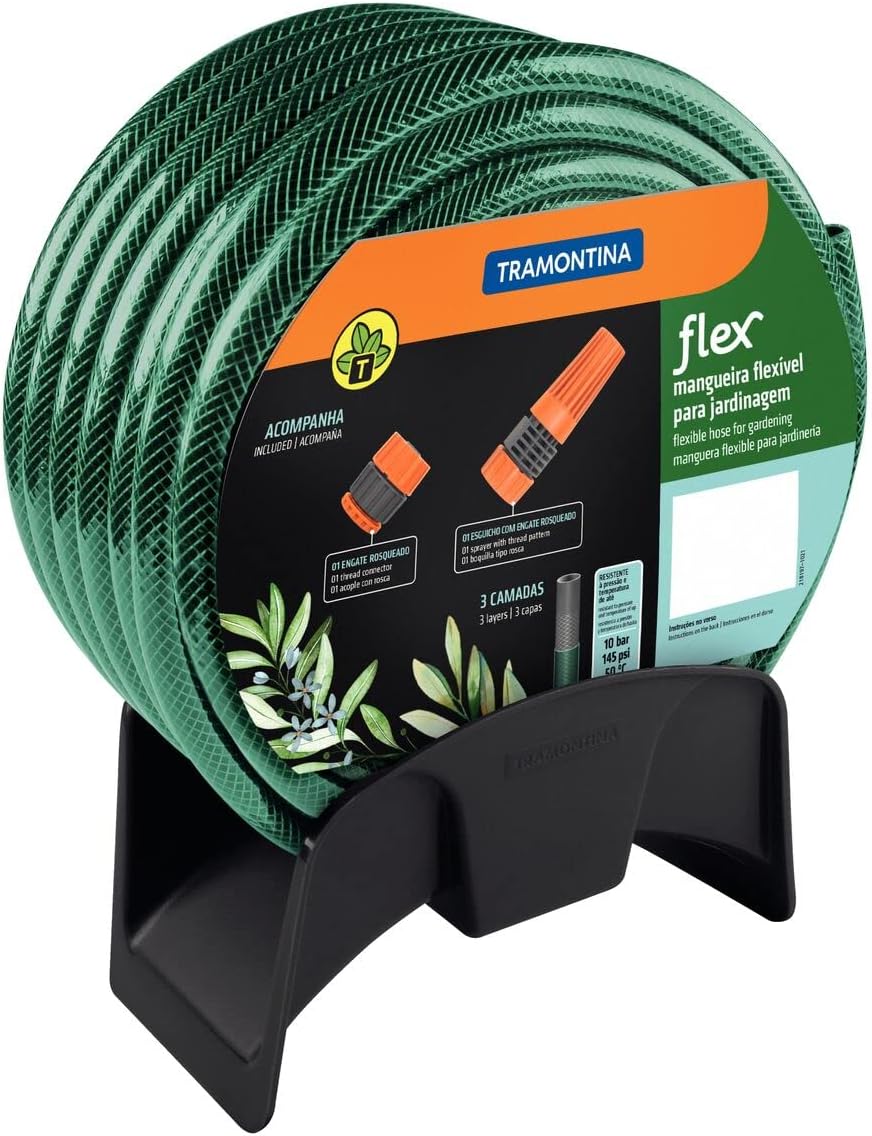 Mangueira para Jardim 20 Metros com Esguicho e Suporte TRAMONTINA 1 Mangueira para Jardim 20 Metros com Esguicho e Suporte TRAMONTINA