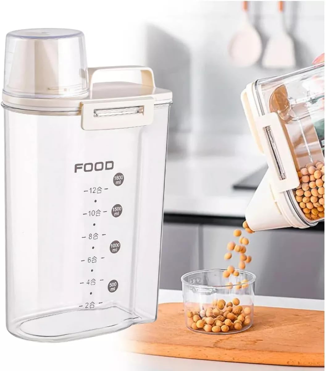 Pote Hermético de Acrílico: 2500ml - com Tampa, Trava e Copo Medidor | Recipiente Transparente para Grãos, Sabão em Pó e Líquidos - MJ BRANDS 1 Pote Hermetico de Acrilico 2500ml com Tampa Trava e