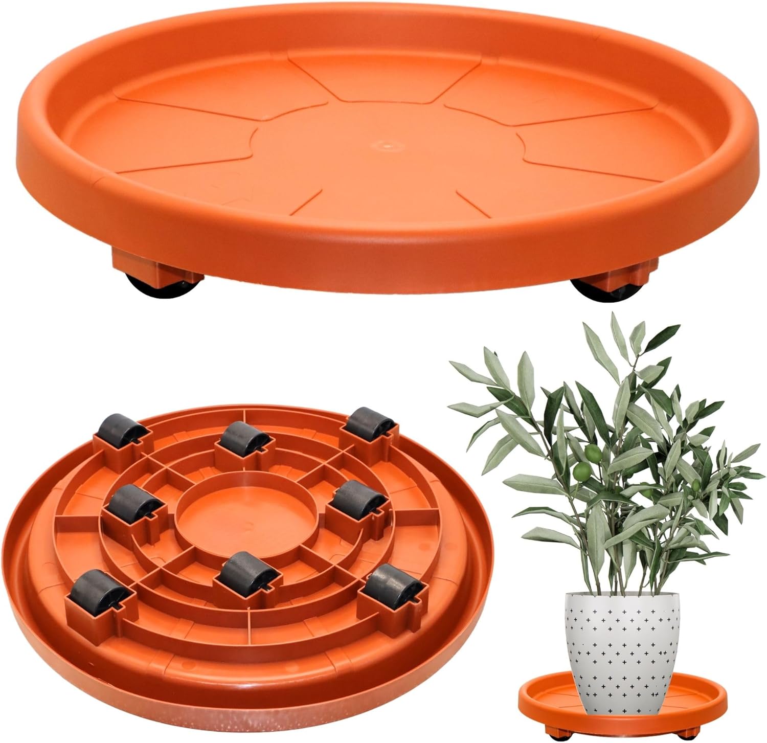 Prato com Rodas Suporte para Vasos 40cm Suporta até 120kg - Top Garden (Terracota) 1 Prato com Rodas Suporte para Vasos 40cm Suporta ate 120kg
