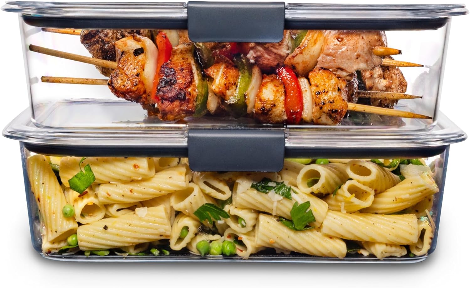 Rubbermaid Conjunto de armazenamento de alimentos Brilliance à prova de vazamento | Recipientes de plástico de 9,6 copos com tampas | Seguro para micro-ondas e lava-louças, pacote com 2, transparente 1 Rubbermaid Conjunto de armazenamento de alimentos Brilliance a prova de