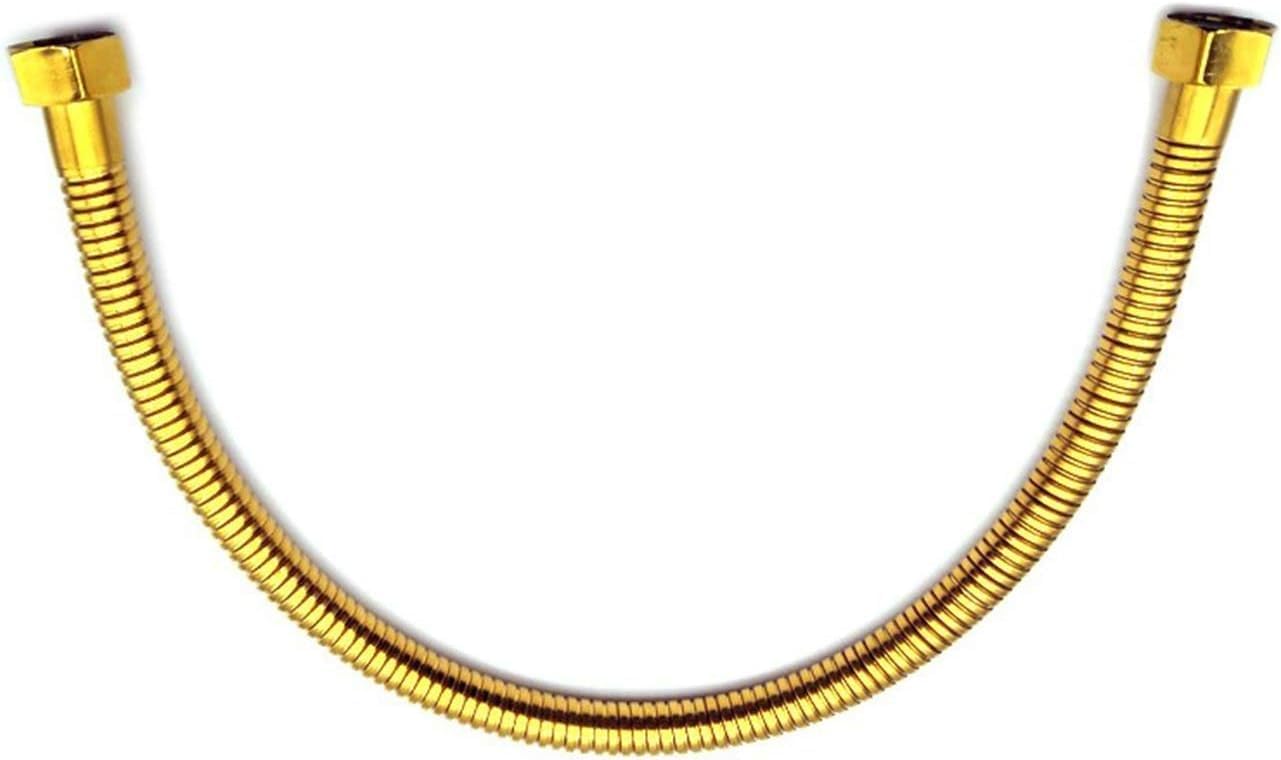 Tubo de encanamento dourado, mangueira de encanamento dourada conector de válvula de ângulo de 1/2, mangueira de vaso sanitário dourada de aço inoxidável para banheiro, comprimento dos acessórios 50 1 Tubo de encanamento dourado mangueira de encanamento dourada conector de