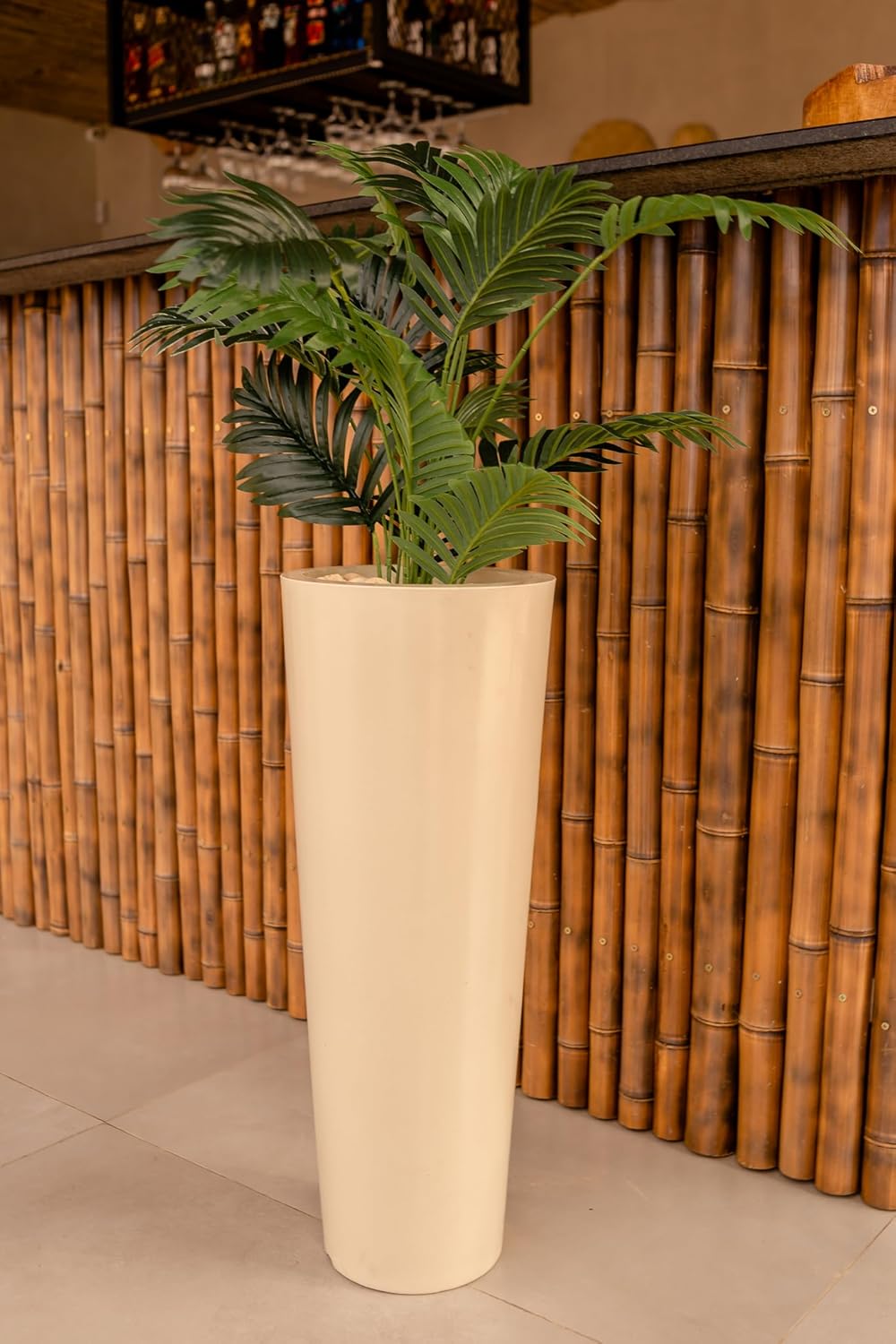 Vaso De Planta Para Flores Coluna Ibiza Marmorizada Jardim (Bege) 1 Vaso De Planta Para Flores Coluna Ibiza Marmorizada Jardim Bege