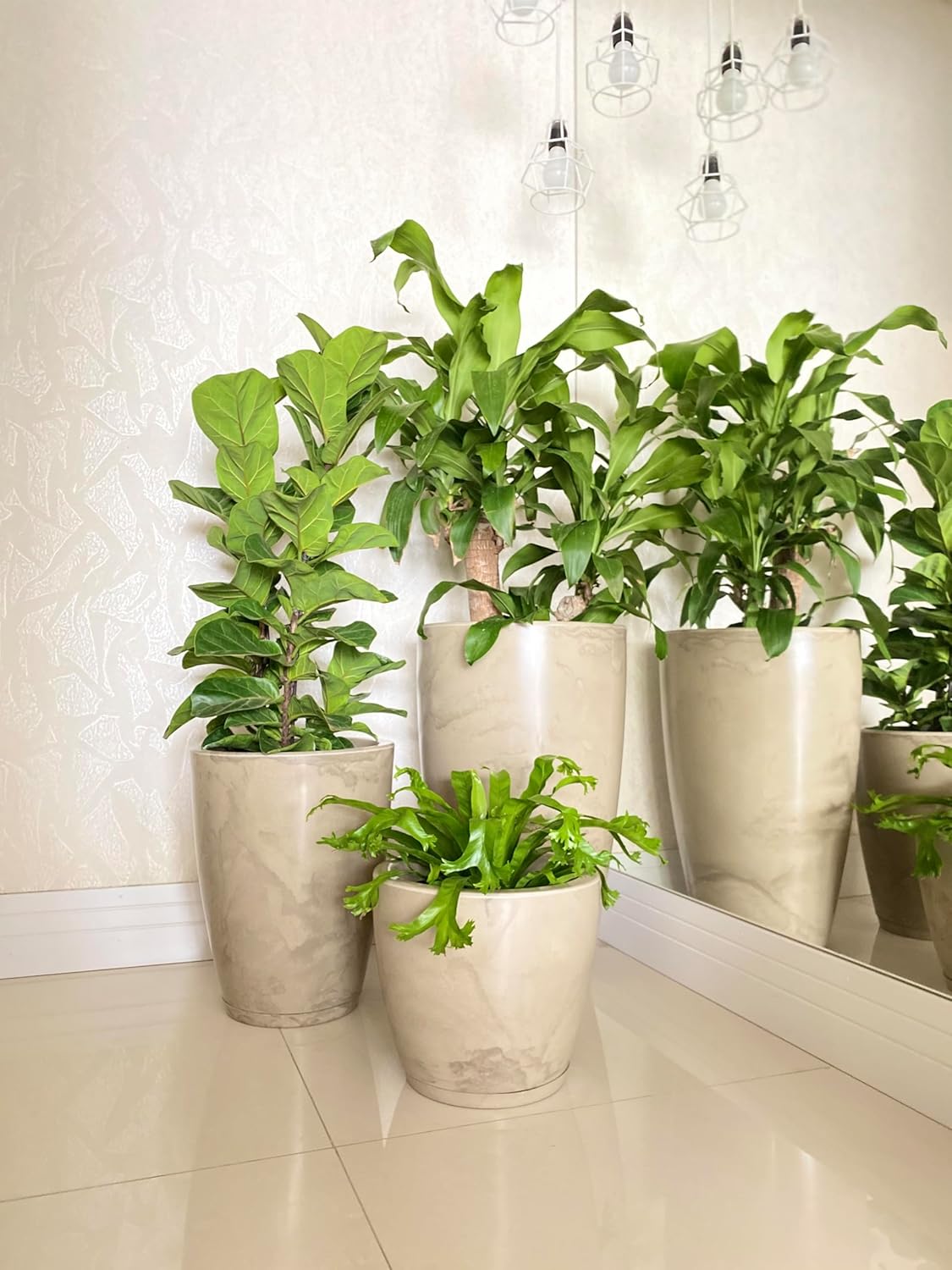 Vaso Decorativo Marmorato 35x65cm BEGE – Design Moderno Alta Resistencia