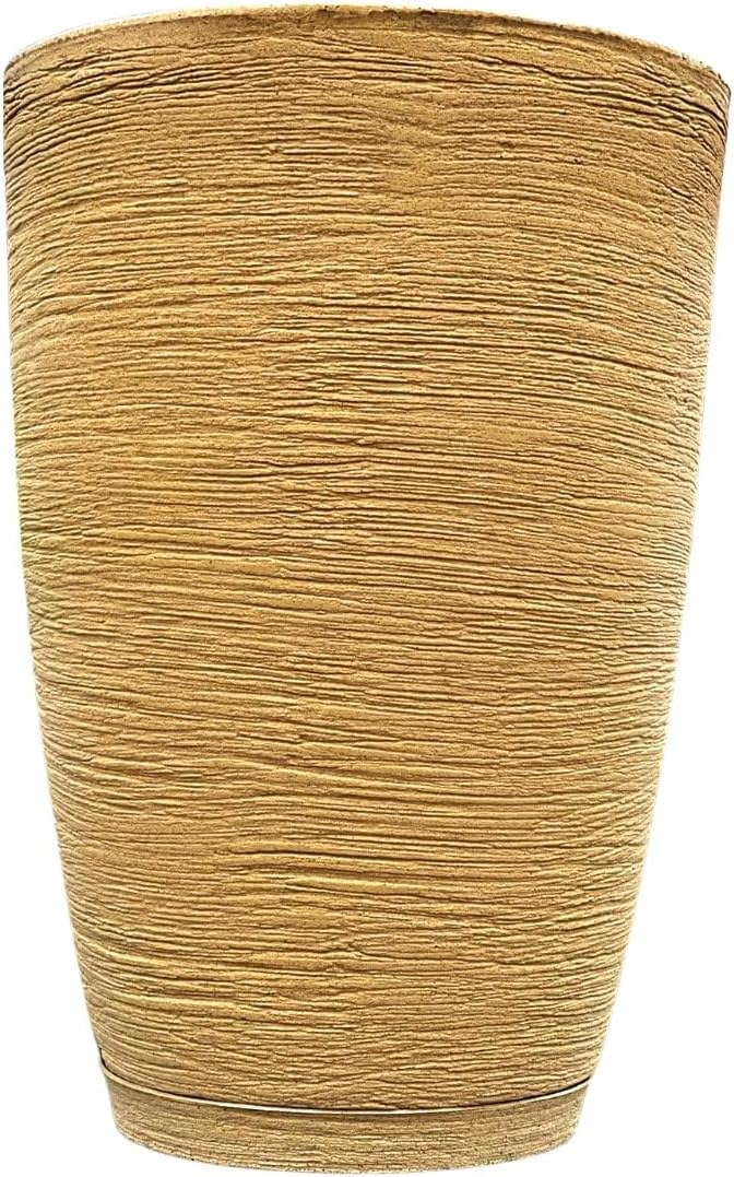 Vaso Grande Para Plantas Cone Grafiato Luxo Escovado Jardim Bege