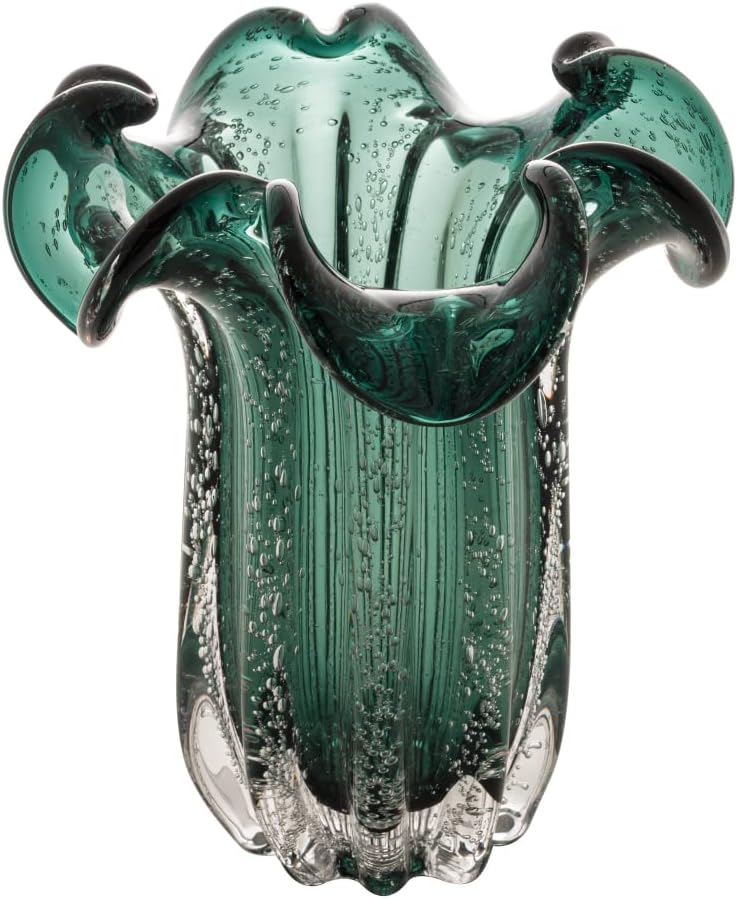 WOLFF - Vaso de Vidro Italy Verde Esmeralda 19cm x 24cm-Enxoval - Casamento - Decoração - Enfeites - Mesa Posta - Vasos Decorativos 1 WOLFF Vaso de Vidro Italy Verde Esmeralda 19cm