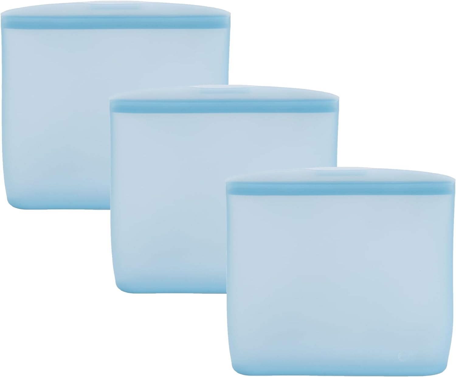 WeeSprout Sacos de silicone reutilizáveis (conjunto de 3) Recipientes de armazenamento 100% de grau alimentício, à prova de vazamento, seguros para lava-louças e micro-ondas, lanche, sanduíche, 1 1 WeeSprout Sacos de silicone reutilizaveis conjunto de 3 Recipientes de
