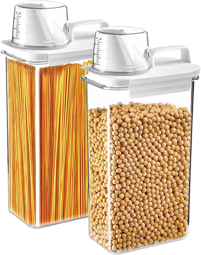 kit 2 recipientes de armazenamento de cereais, 2,3L grandes recipientes herméticos de armazenamento de alimentos secos 1 kit 2 recipientes de armazenamento de cereais 23L grandes recipientes