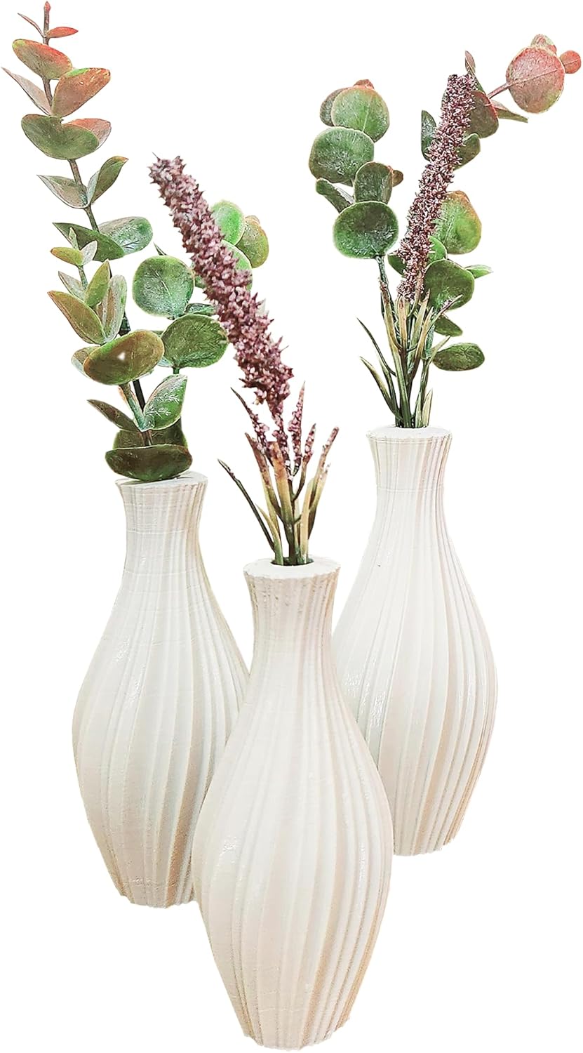 kit 3 Vasos Decorativos lindos para Sala com detalhe em espiral 1 kit 3 Vasos Decorativos lindos para Sala com detalhe em