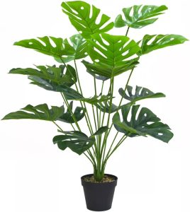 FINYQBET Planta Artificial Monstera Deliciosa, 75cm com Vaso - 18 Folhas Realistas em PVC Premium, Decoração para Casa, Escritório, Restaurante, Sem Manutenção, Durável e Hipoaergênica 1 FINYQBET Planta Artificial Monstera Deliciosa, 75cm com Vaso - 18 Folhas Realistas em PVC Premium, Decoração para Casa, Escritório, Restaurante, Sem Manutenção, Durável e Hipoaergênica