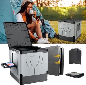 GLXPJU Vaso sanitário portátil para adultos – vaso sanitário de acampamento dobrável com capacidade de 30 L, suporte de carga 150 kg, adequado para todas as idades, penico portátil para acampamento,