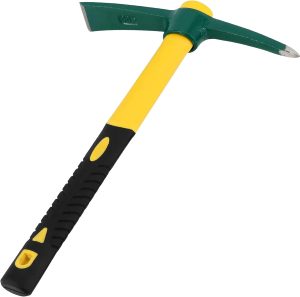 MAHIONG Enxada de picareta de 17,7 polegadas com cabo de fibra de vidro, ferramenta de jardim de aço forjado para escavação, jardinagem, acampamento, prospecção, trabalho de construção, 700 g 1 MAHIONG Enxada de picareta de 17,7 polegadas com cabo de fibra de vidro, ferramenta de jardim de aço forjado para escavação, jardinagem, acampamento, prospecção, trabalho de construção, 700 g