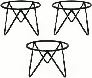 Suporte para Vaso de Planta, Ferro Preto, Design Geométrico, 20 cm x 15 cm, Conjunto com 3 Peças 1 Suporte para Vaso de Planta, Ferro Preto, Design Geométrico, 20 cm x 15 cm, Conjunto com 3 Peças