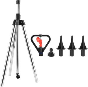 360 graus Tripé ajustável Tripé aspersoras de jardim da ferramenta de irrigação de jardim de aço inoxidável 52cm 20,5in para o gramado do jardim do pátio