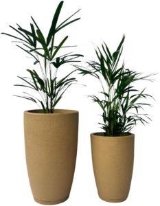Kit 2 Vaso Planta Cone Bojo alturas de 44 e 60 cm, Sala Varanda Jardim, ambiente interno e externo (Bege)