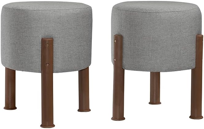 1750425879 223 Kit 2 Puff Banquinho Redondo Decorativo Thor em Linho Pes