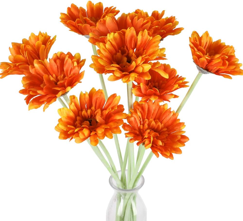 AILANDA 10 pecas de flores artificiais gerbera margaridas com caule