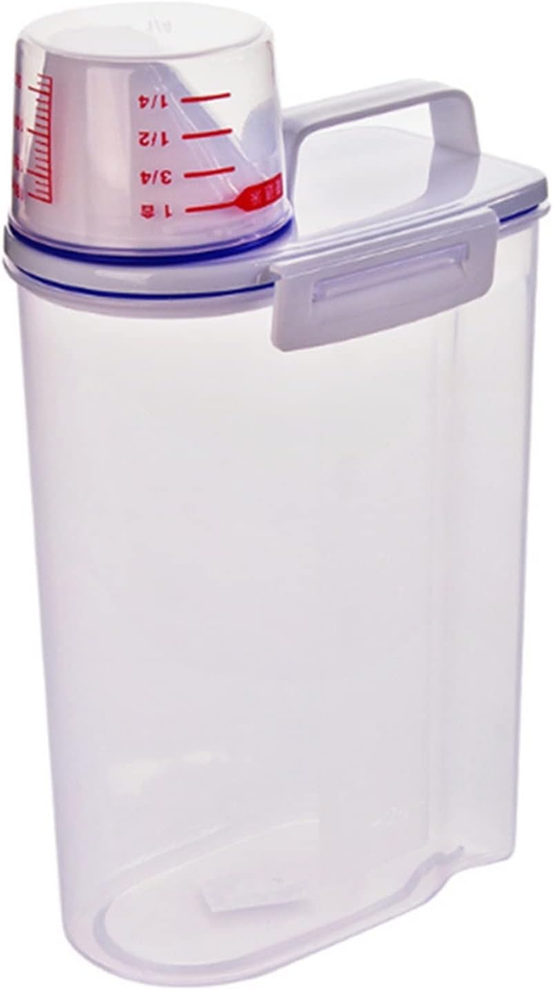 Balde de Arroz para Cereais 2KG com Copo Medidor Transparente