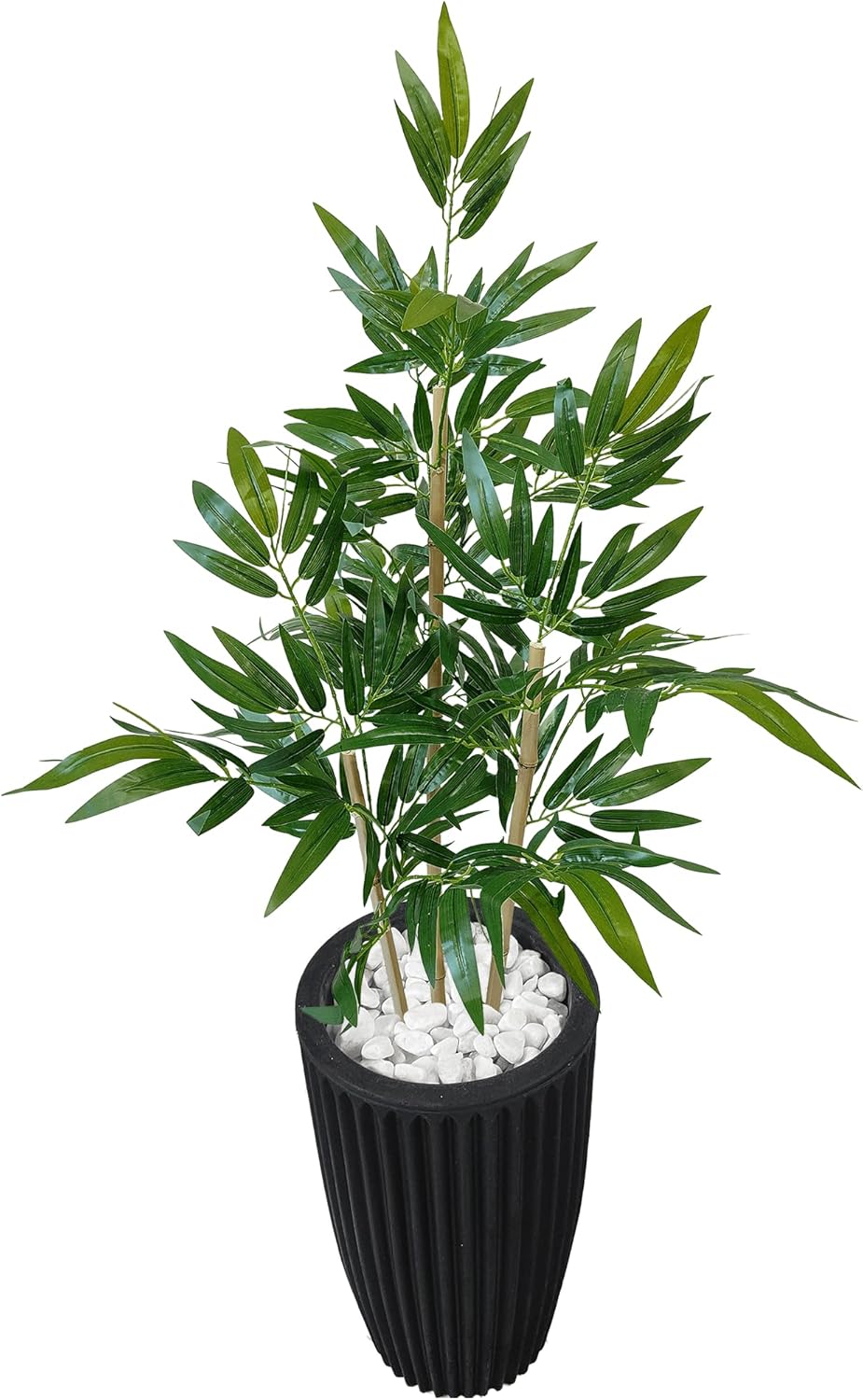 Bambu Planta Artificial com Vaso Decorativo de Polietileno Coluna Preto