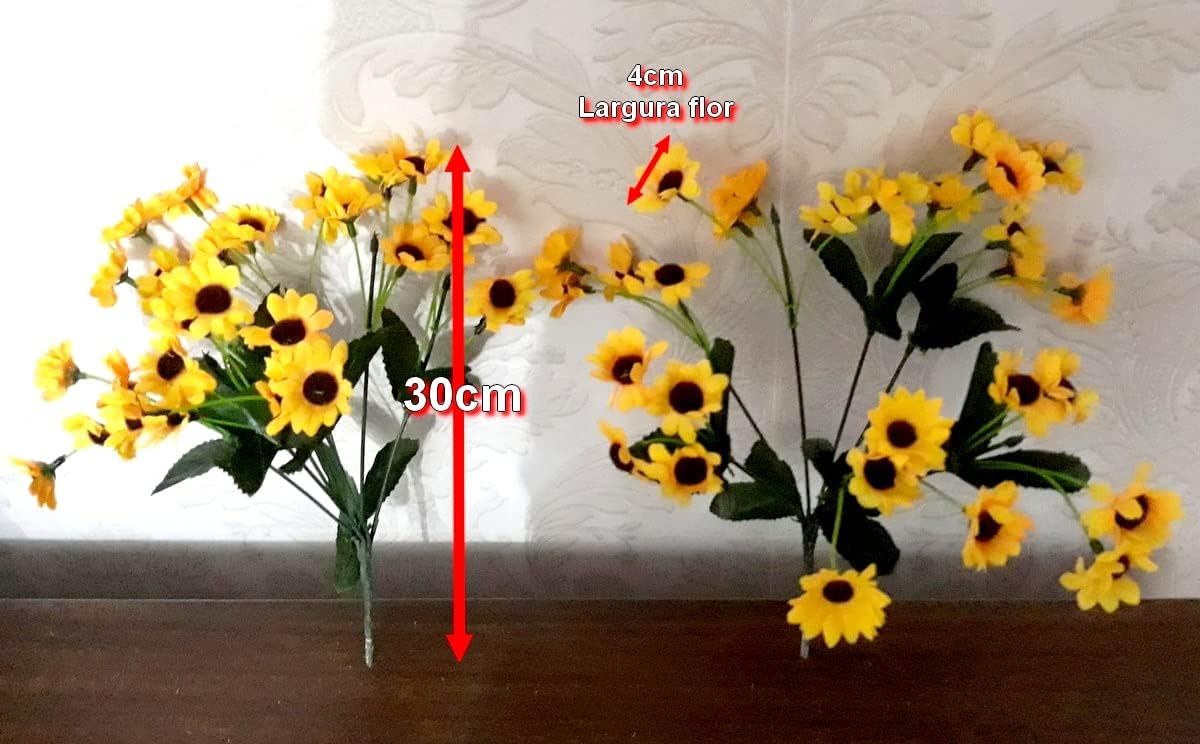 Buque de Girassol Pequeno c 22 Flores Artificial Para Arranjo