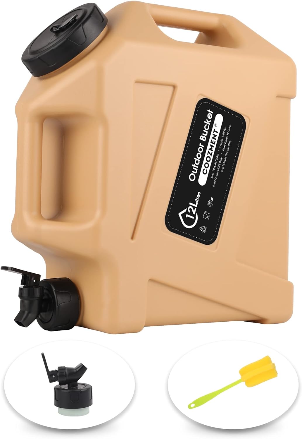 COOZMENT Recipientes de água portáteis de 12 litros com torneira, jarro de água livre de BPA, tanque de água esbranquiçado, recipientes de armazenamento de água multifuncionais para acampamento ao ar 1 COOZMENT Recipientes de agua portateis de 12 litros com torneira